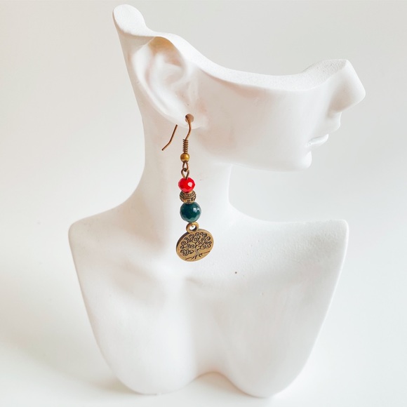 Brass curly tree women earrings - Picture 4 of 4